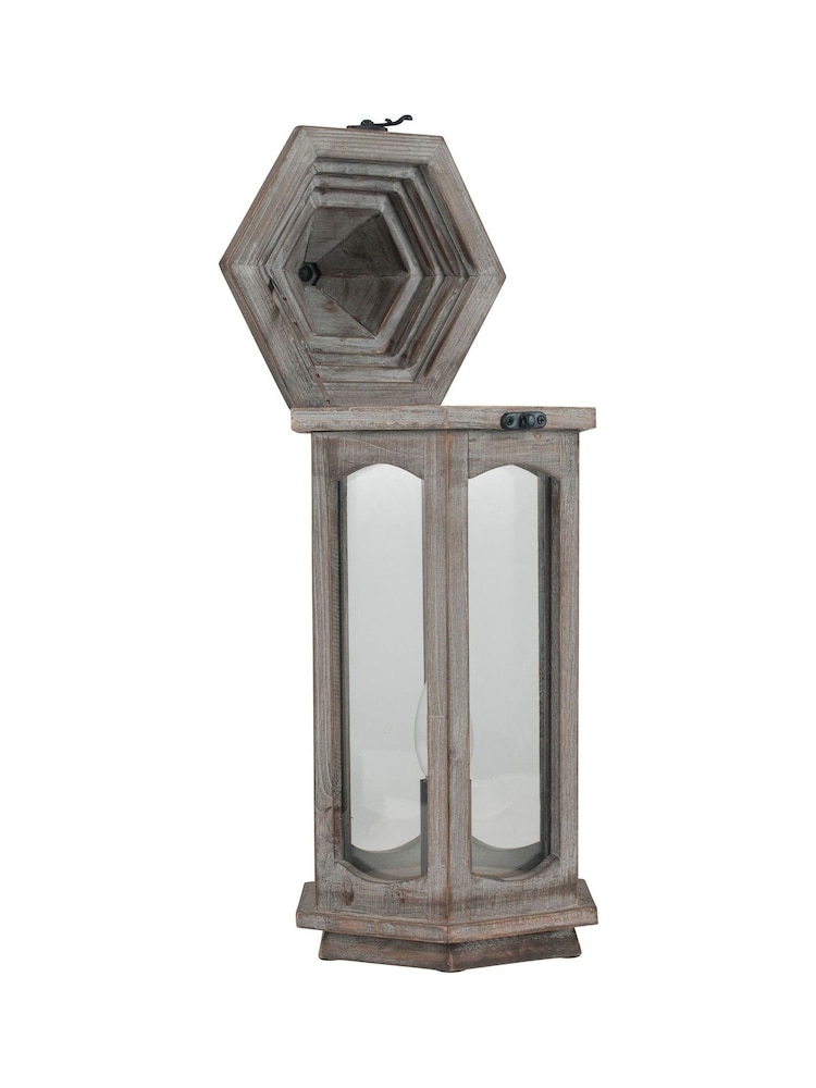 Pacific Grey Adaline Wood Lantern Table Lamp - Image 2 of 2