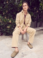Birkenstock Taupe Boston Suede Braided Clogs - Image 5 of 9