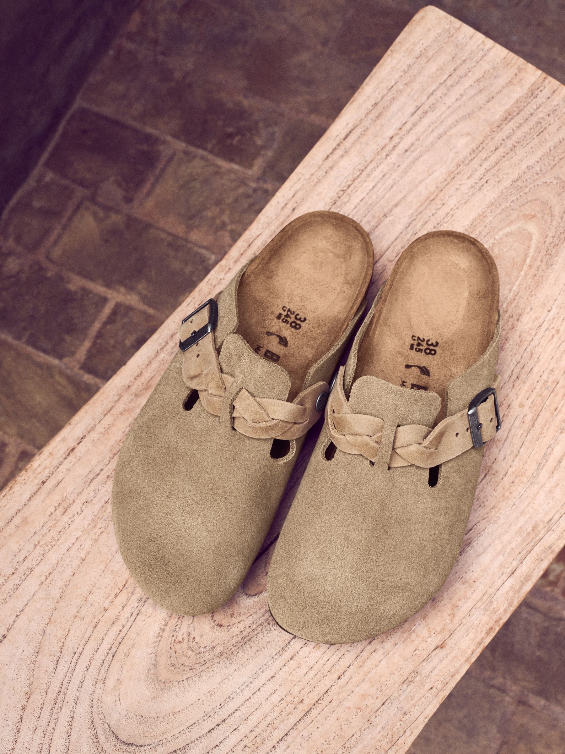Buy Birkenstock Taupe Boston Suede Braided Clogs from the Next UK online  shop