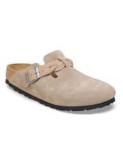 Birkenstock Taupe Boston Suede Braided Clogs - Image 8 of 9