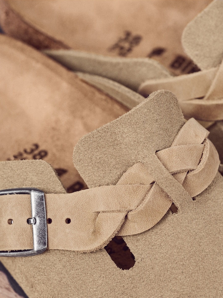 Birkenstock Taupe Boston Suede Braided Clogs - Image 9 of 9