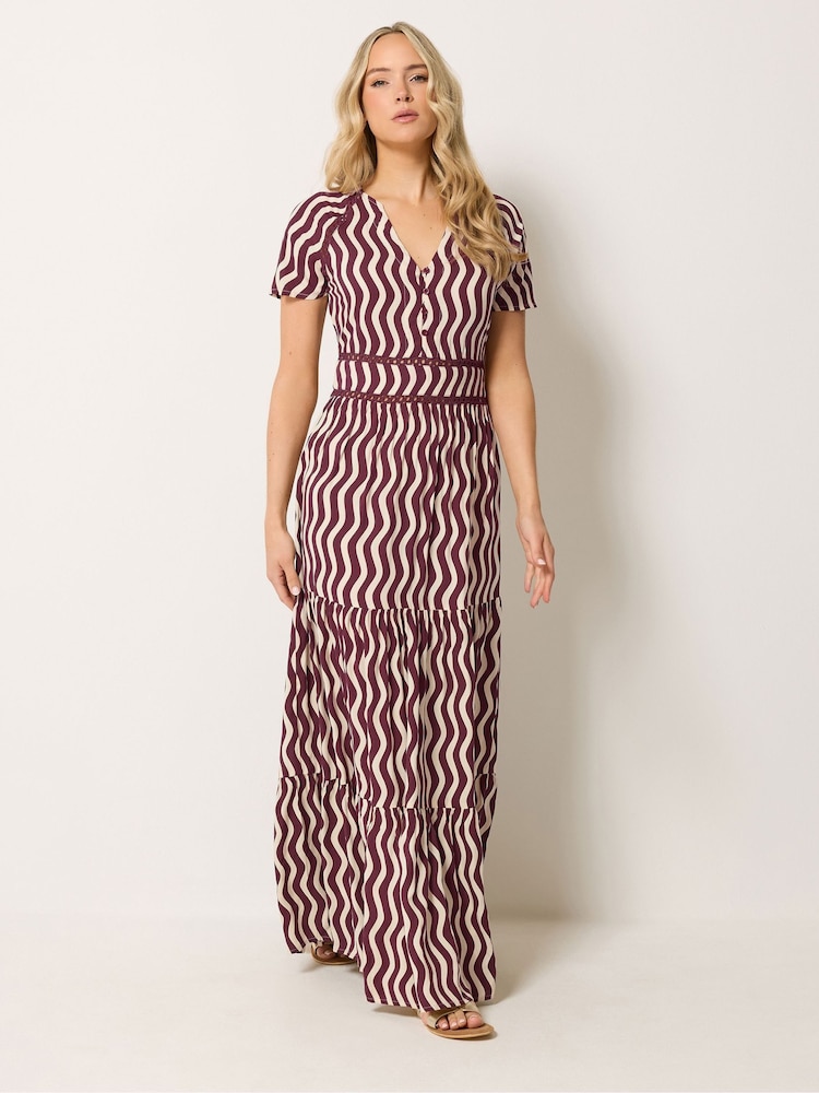 Long Tall Sally Red Squiggle Print Maxi Dress - Image 1 of 5 Long Tall Sally Red Squiggle Print Maxi Dress - Image 1 of 5