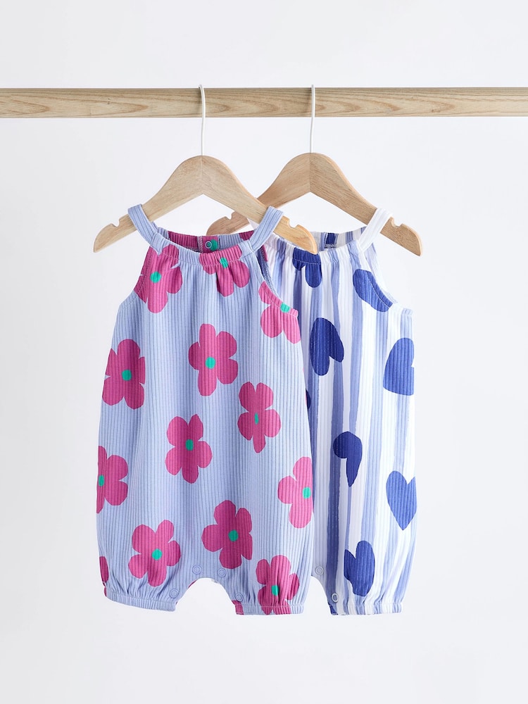 Več pastelnih src - 100% Cotton dojenček haljica za igranje 2 komplet - Slika 1 iz 8