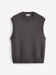 Grey Relaxed Fit V-Neck Knit Tank with Wool - Image 5 of 7