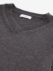 Grey Relaxed Fit V-Neck Knit Tank with Wool - Image 6 of 7