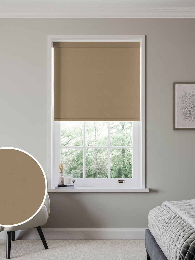 Biscuit Natural Glow Made to Measure Blackout Roller Blind - Image 1 of 6