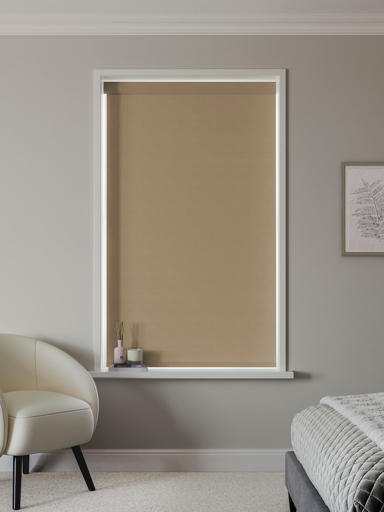 Biscuit Natural Glow Made to Measure Blackout Roller Blind - Image 2 of 6