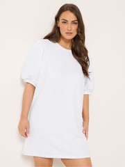 Yours Curve White Balloon Sleeve Dress - Image 1 of 4