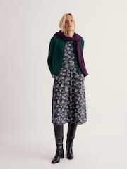 Seasalt Cornwall Purple Tall April 3/4 Sleeve Cotton Midi Dress - Image 2 of 5
