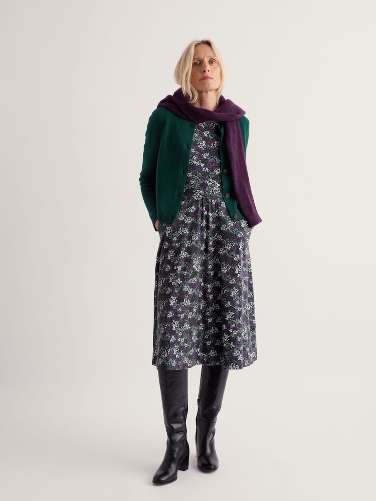 Seasalt Cornwall Purple Tall April 3/4 Sleeve Cotton Midi Dress - Image 2 of 5