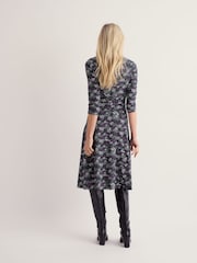 Seasalt Cornwall Purple Tall April 3/4 Sleeve Cotton Midi Dress - Image 3 of 5