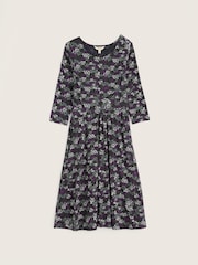 Seasalt Cornwall Purple Tall April 3/4 Sleeve Cotton Midi Dress - Image 5 of 5