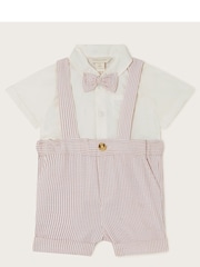 Monsoon White/Pink Newborn Sammy Shorts and Shirt Set - Image 1 of 3