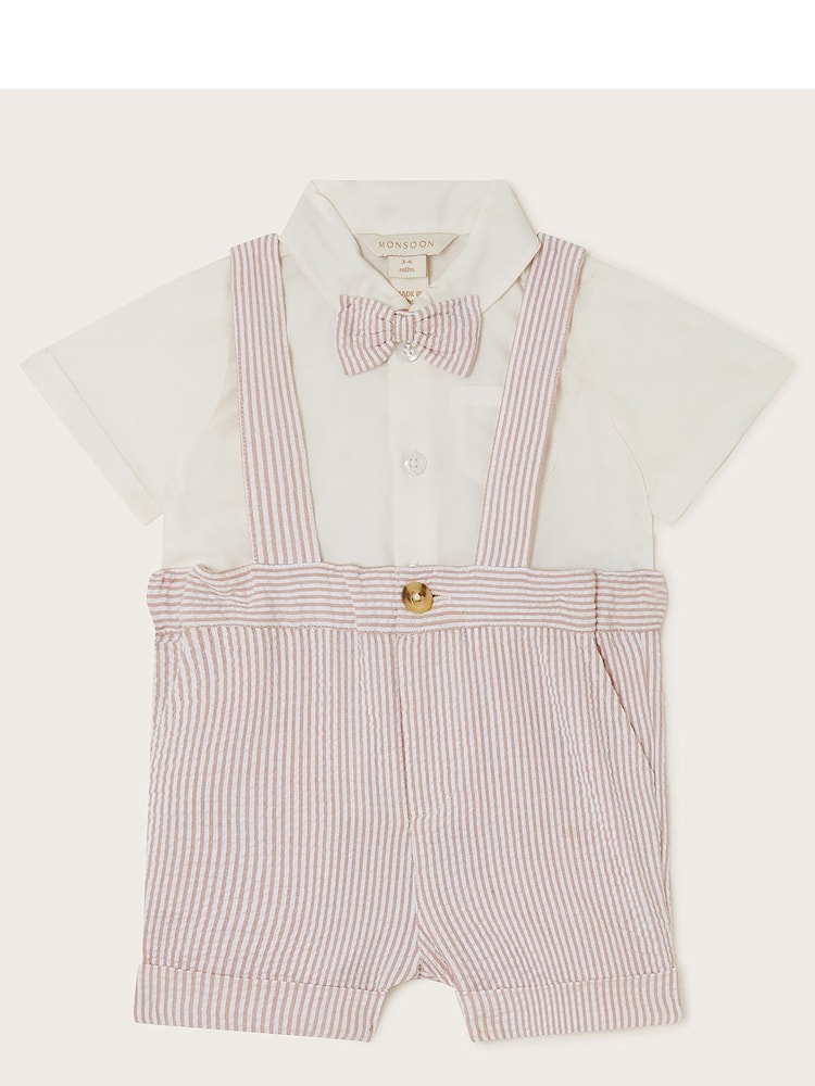 Monsoon White/Pink Newborn Sammy Shorts and Shirt Set - Image 1 of 3
