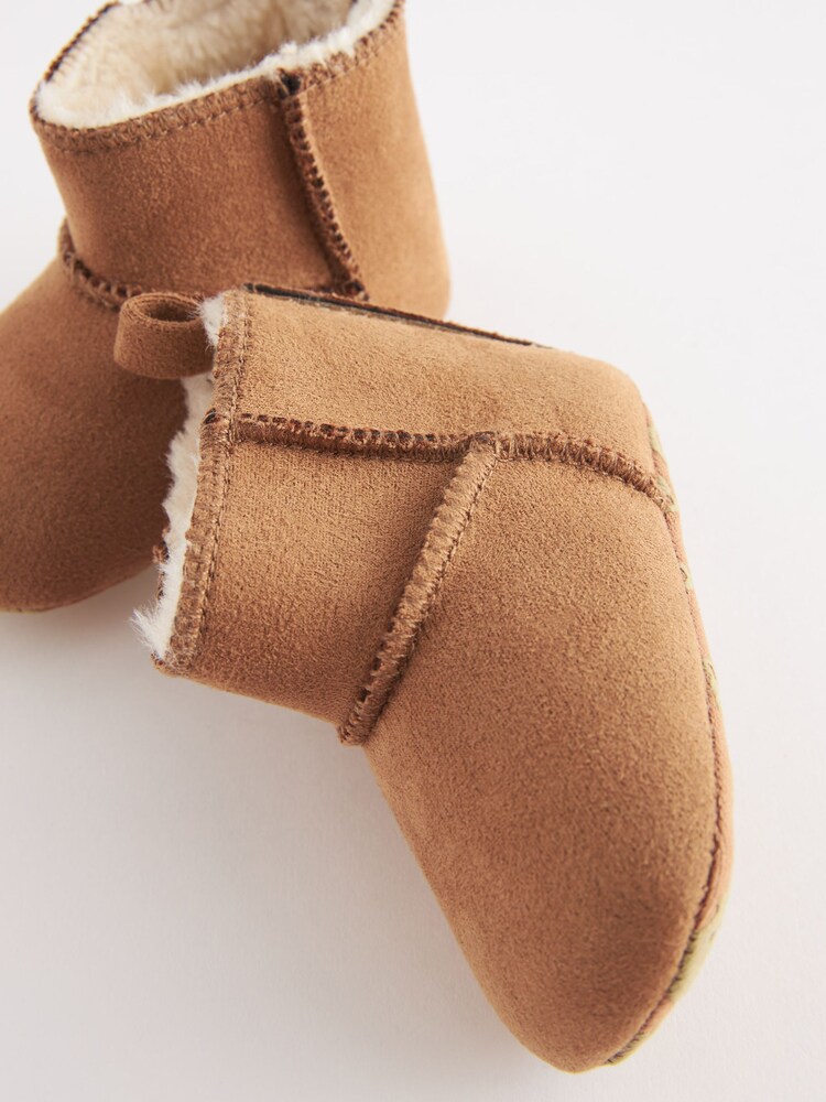 Tan Brown Warm Lined Baby Pull On Boots (0-24mths) - Image 3 of 5