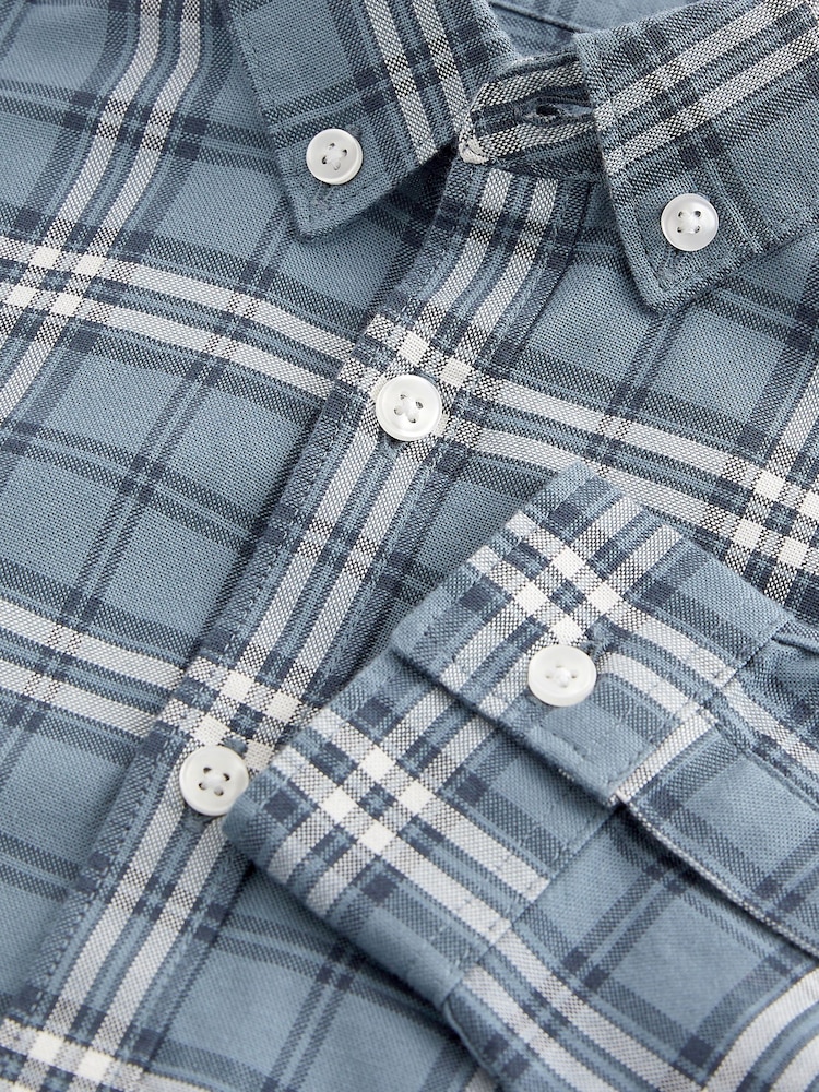 Blue Check Single Oxford Shirt (3-16yrs) - Image 3 of 4