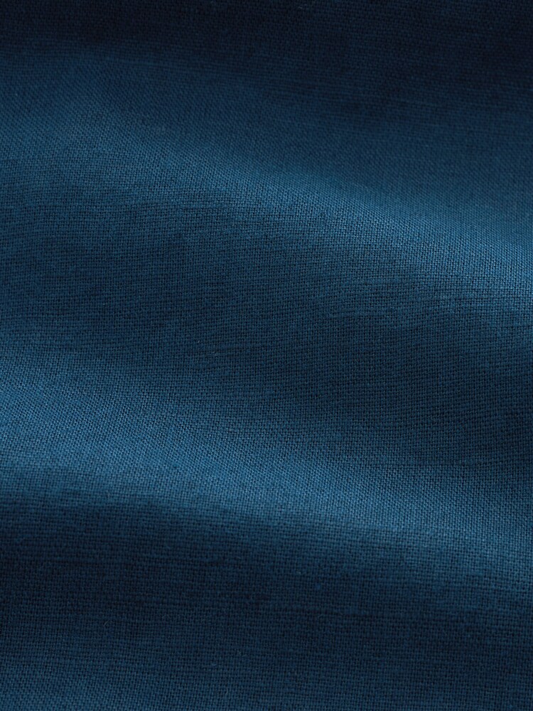 Navy Cuban Collar Linen Blend Short Sleeve Shirt - Image 7 of 7