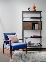Barker and Stonehouse Navy Blue Hockney Velvet Accent Armchair - Image 1 of 6