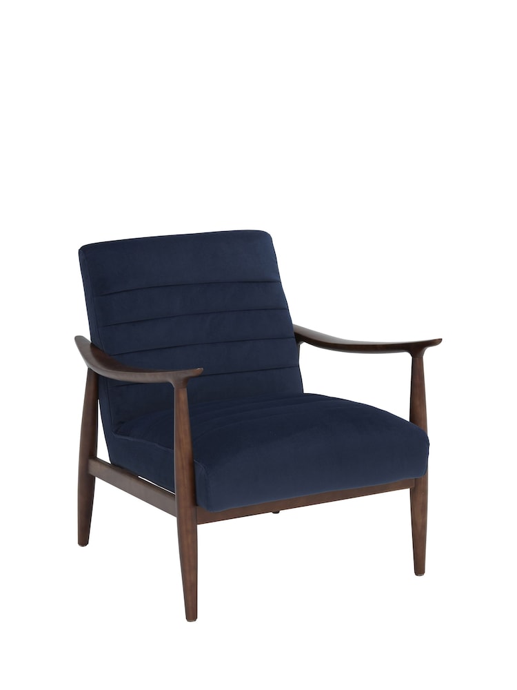 Barker and Stonehouse Navy Blue Hockney Velvet Accent Armchair - Image 2 of 6