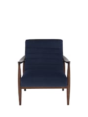 Barker and Stonehouse Navy Blue Hockney Velvet Accent Armchair - Image 3 of 6