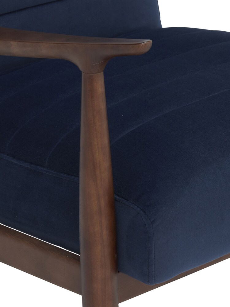 Barker and Stonehouse Navy Blue Hockney Velvet Accent Armchair - Image 6 of 6