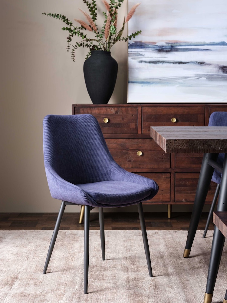 Barker and Stonehouse Blue Emmett Corduroy Fabric Dining Chair - Image 1 of 6