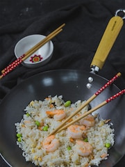 Black Wooden Handled 25cm Non Stick Wok - Image 1 of 3