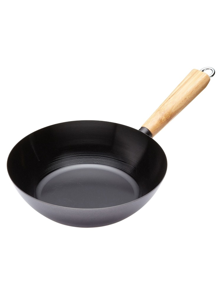 Black Wooden Handled 25cm Non Stick Wok - Image 2 of 3 Black Wooden Handled 25cm Non Stick Wok - Image 2 of 3