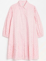 River Island Pink Puff Sleeve 100% Cotton Shirt Dress - Image 4 of 4