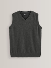 Grey School Knitted Cotton-Rich Tank Top (3-16yrs) - Image 1 of 5