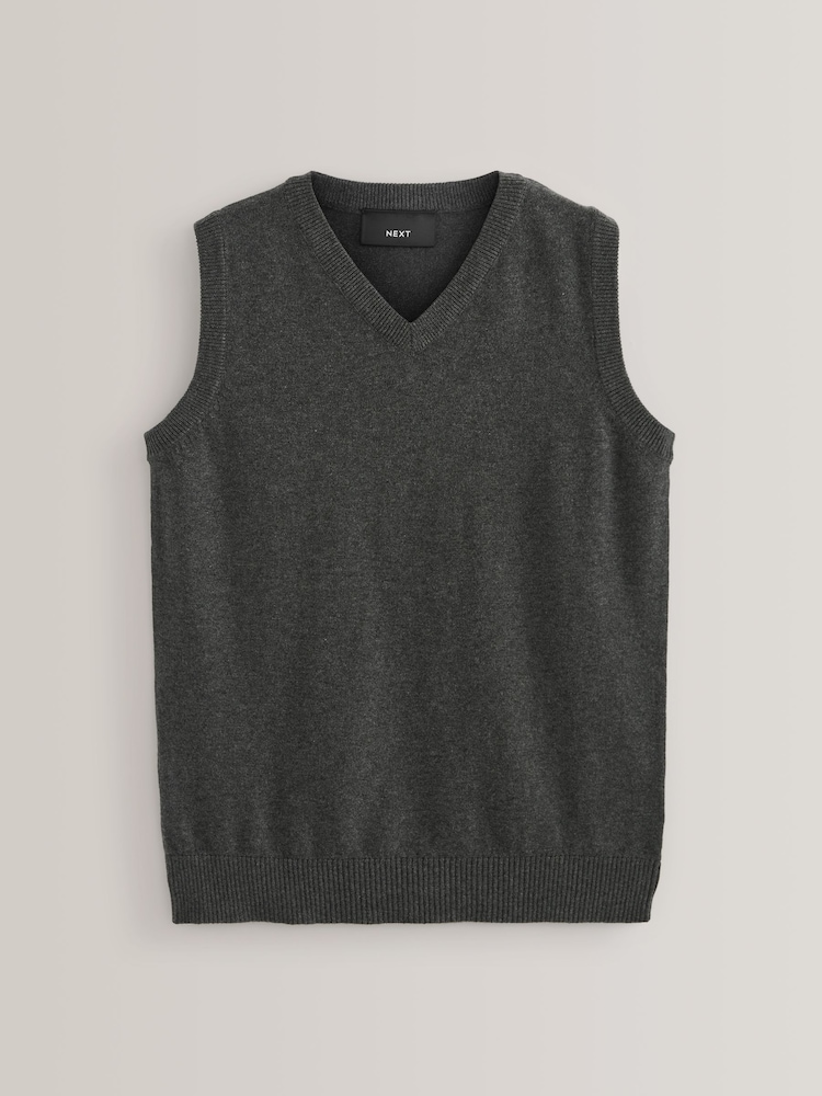 Grey School Knitted Cotton-Rich Tank Top (3-16yrs) - Image 1 of 5