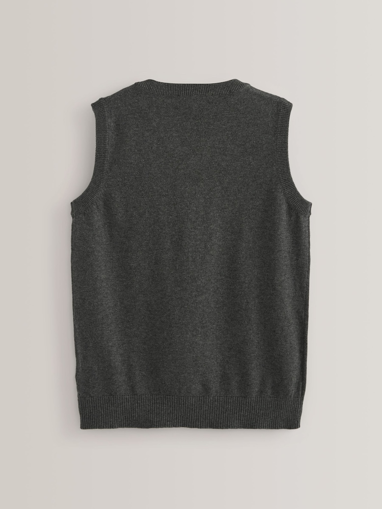 Grey School Knitted Cotton-Rich Tank Top (3-16yrs) - Image 2 of 5