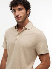 Tommy Hilfiger Natural Smart Casual Regular Fit Linen Blend Polo Shirt - Image 4 of 5