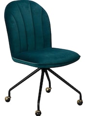 Barker and Stonehouse Teal Blue Emery Velvet Swivel Office Chair - Image 1 of 3