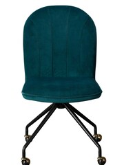 Barker and Stonehouse Teal Blue Emery Velvet Swivel Office Chair - Image 3 of 3