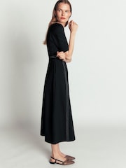 Boden Black Puff Sleeve Ponte Midi Dress - Image 3 of 4