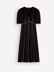 Boden Black Puff Sleeve Ponte Midi Dress - Image 4 of 4