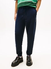 Tommy Hilfiger Blue Linear Logo Fleece Drawstring Joggers - Image 1 of 5