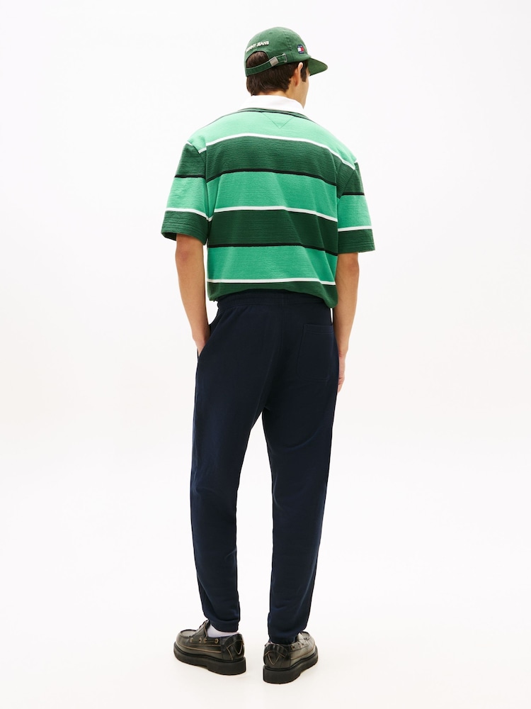Tommy Hilfiger Blue Linear Logo Fleece Drawstring Joggers - Image 2 of 5 Tommy Hilfiger Blue Linear Logo Fleece Drawstring Joggers - Image 2 of 5