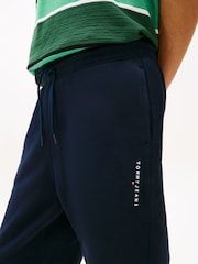 Tommy Hilfiger Blue Linear Logo Fleece Drawstring Joggers - Image 4 of 5