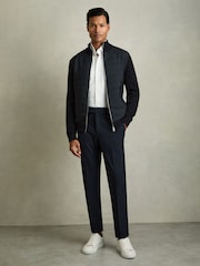 Reiss Navy Found Slim-Fit Drawstring Trousers - Image 1 of 7