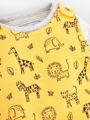 JoJo Maman Bébé Mustard 2-Piece Safari Print Baby Dungarees Set - Image 4 of 6