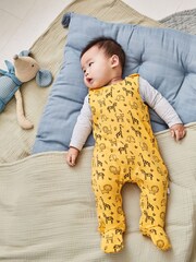 JoJo Maman Bébé Mustard 2-Piece Safari Print Baby Dungarees Set - Image 5 of 6