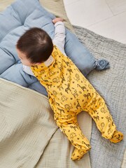 JoJo Maman Bébé Mustard 2-Piece Safari Print Baby Dungarees Set - Image 6 of 6