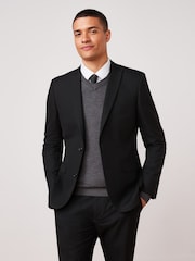 Black Slim Fit Two Button Suit Jacket - Image 1 of 11