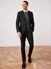 Black Slim Fit Two Button Suit Jacket - Image 3 of 11