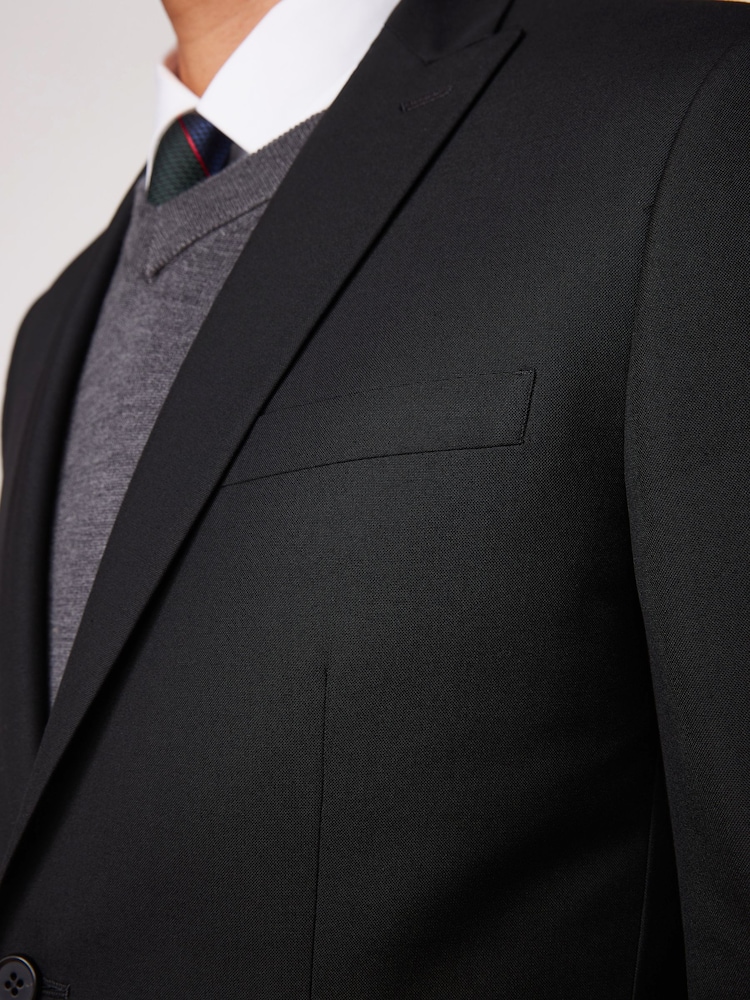 Black Slim Fit Two Button Suit Jacket - Image 7 of 11