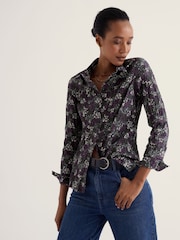 أسود زهور - Seasalt Cornwall Larissa Cotton Crinkle Shirt - صورة 1 من 6