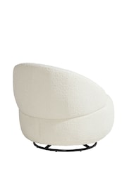 Barker and Stonehouse Ivory White Ursa Bouclé Curved Swivel Chair - Image 4 of 6