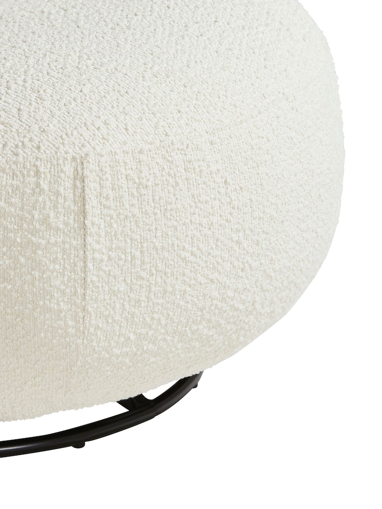 Barker and Stonehouse Ivory White Ursa Bouclé Curved Swivel Chair - Image 6 of 6